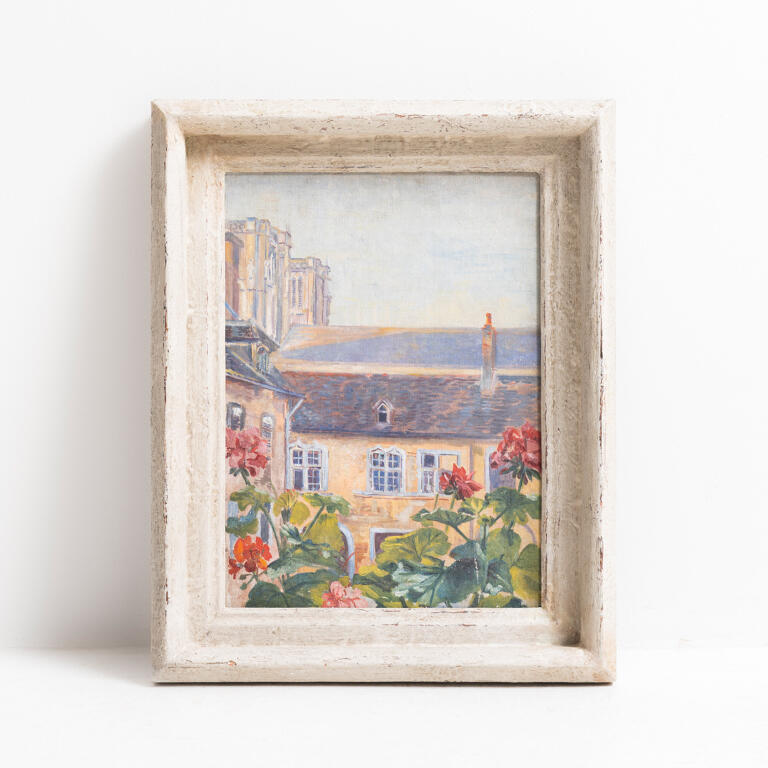 Framed Oil on Canvas: Home Sweet Home