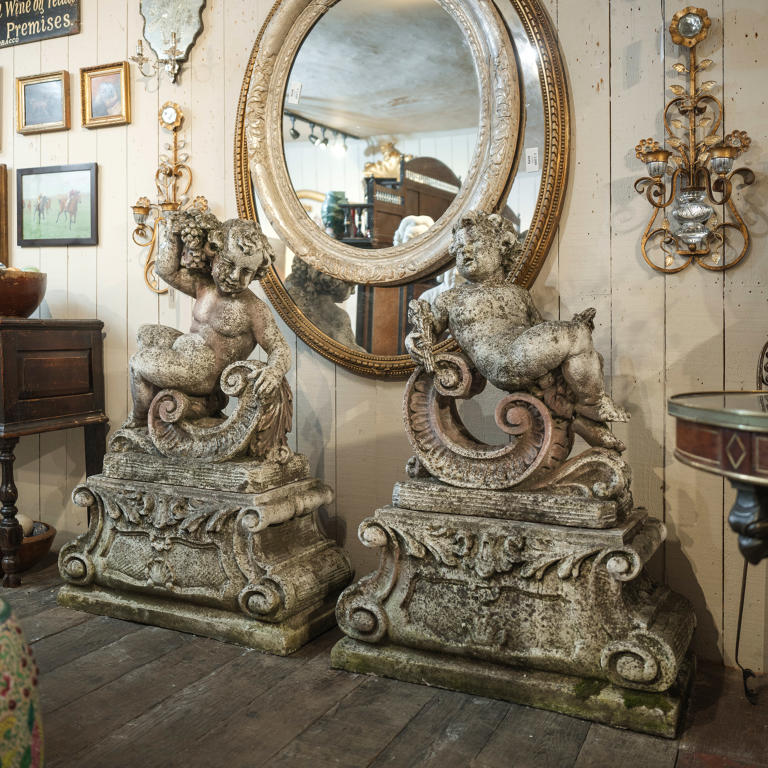 Large Reconstituted Stone Putti