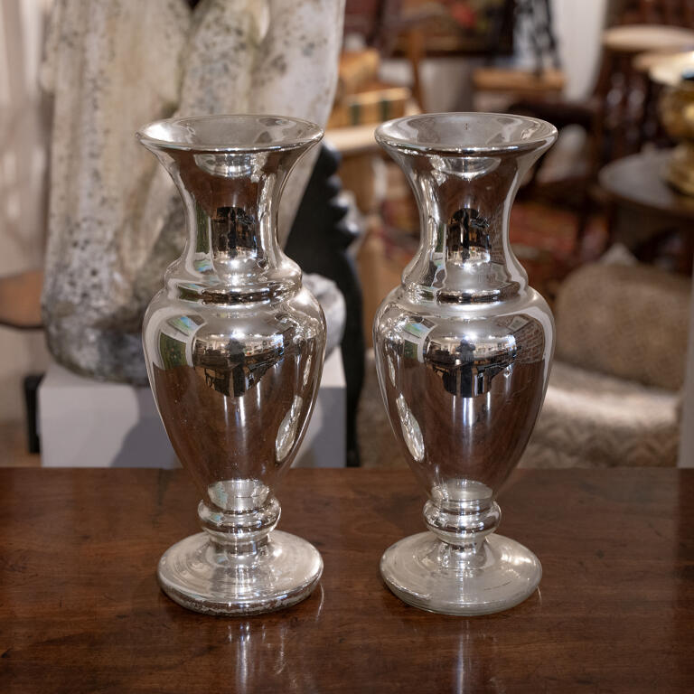 Pair of Mercury Glass Vases