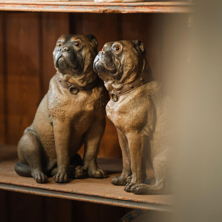 A Rare Pair of Large Late 19th Century German Terracotta Pugs