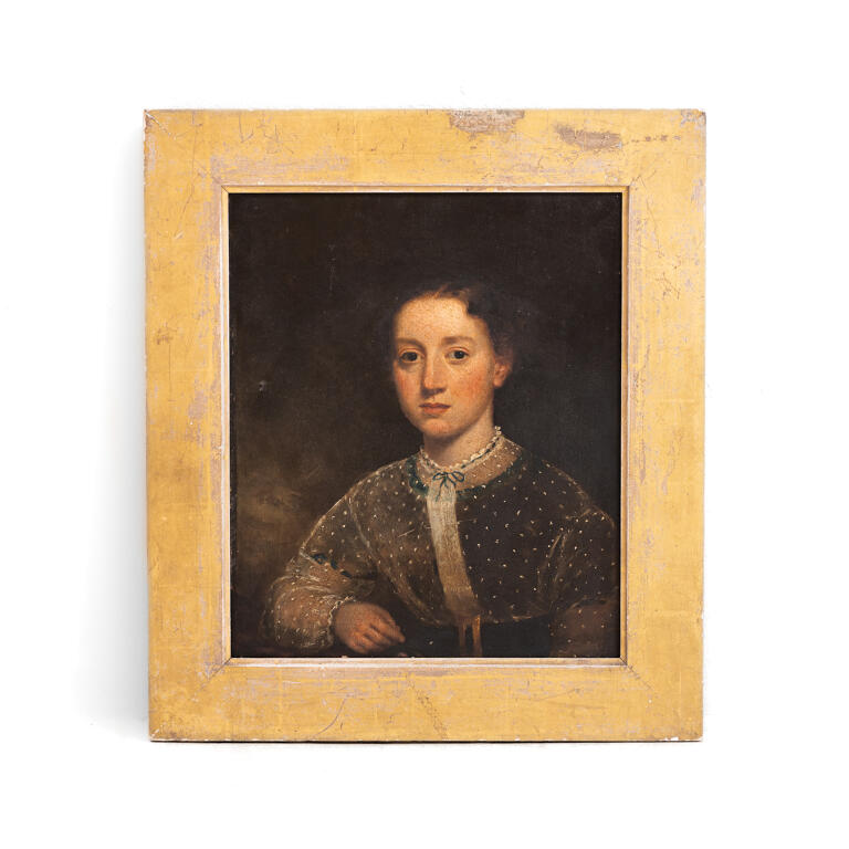 English School: Oil on Board: Lady in a Diaphanous Blouse