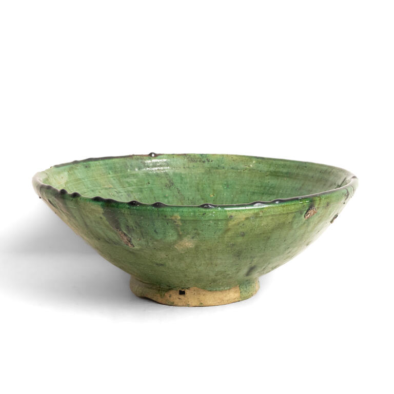 Green Glazed Pottery Bowl