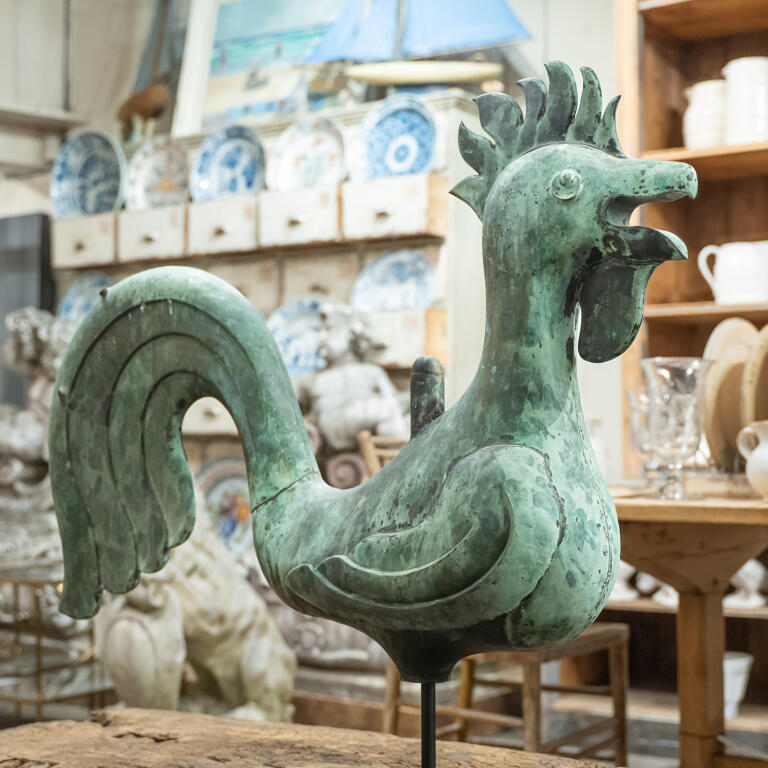 Exceptionally Large Copper Cockerel Weathervane