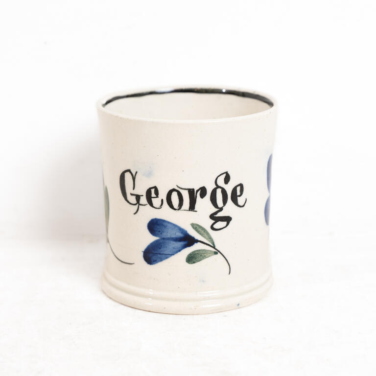 Creamware Christening Mug: 'George'