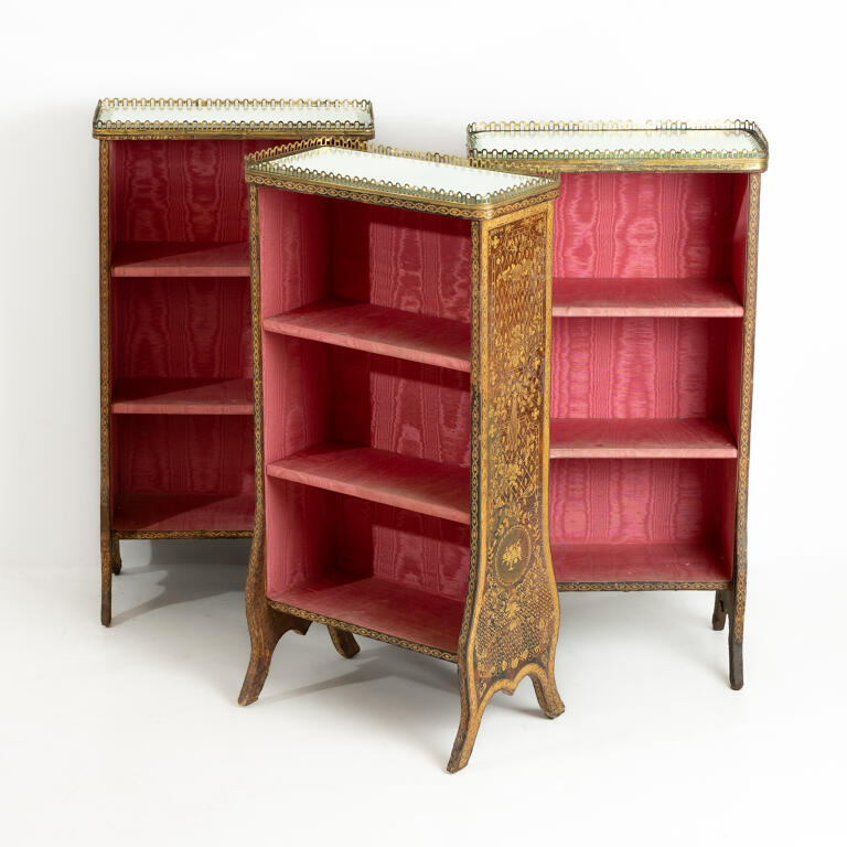 Fine Parisian Mirror, Leather and Brass Biblioteques
