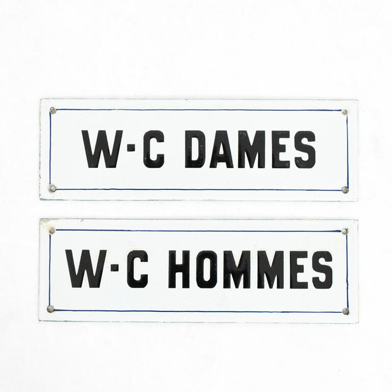Pair of French Enamel Signs: Dames & Hommes
