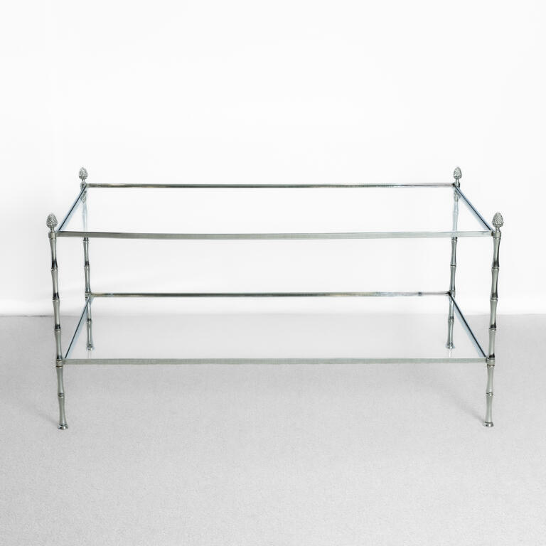 Fine Mid-Century Silver Plated Bronze Low Table