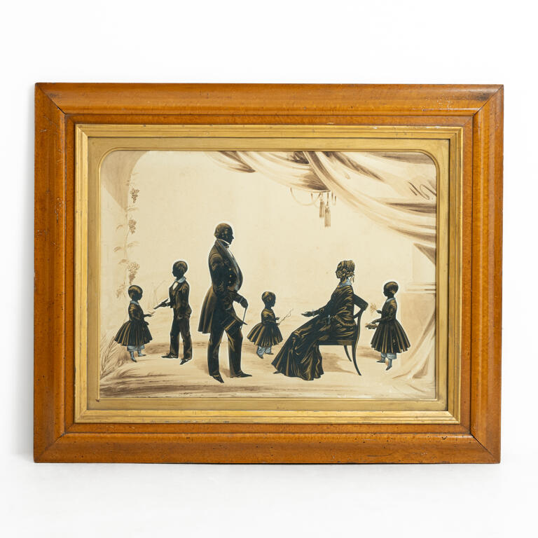 Large Maple Framed Silhouette: Family Portrait