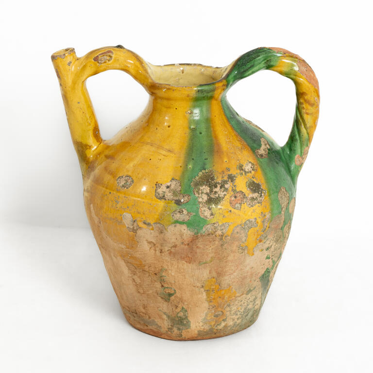Large Early Yellow and Green Dribble Cruche