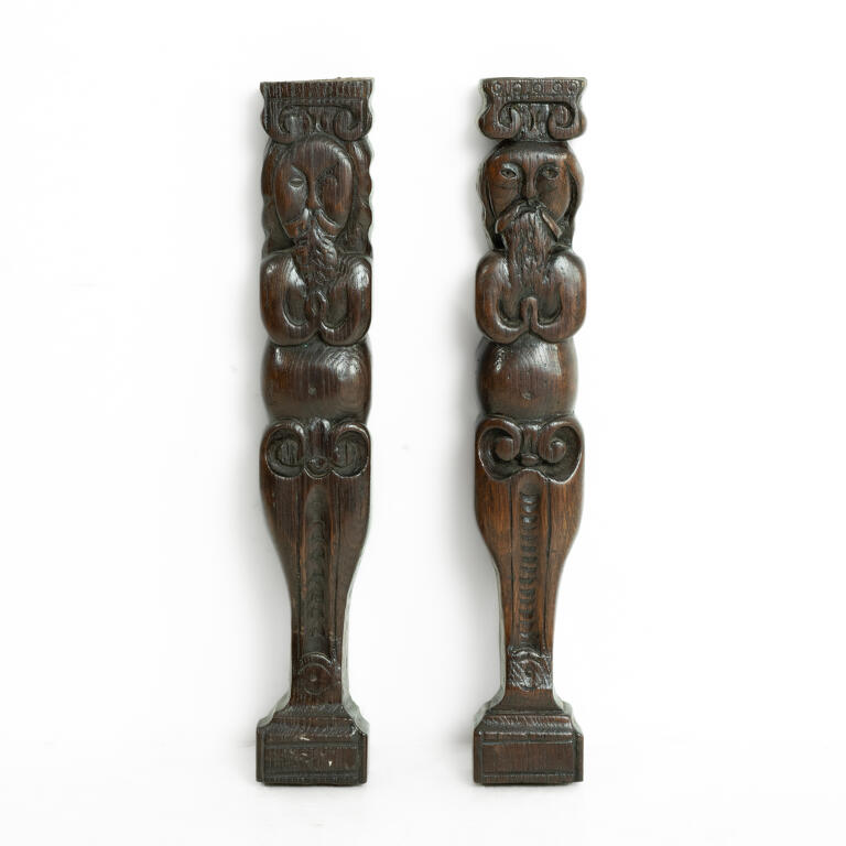 Pair of Carved Oak Caryatids