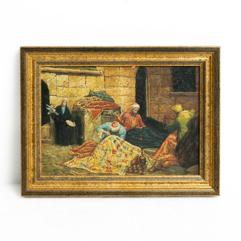 Set of Four Oils on Canvas: Carpet Sellers