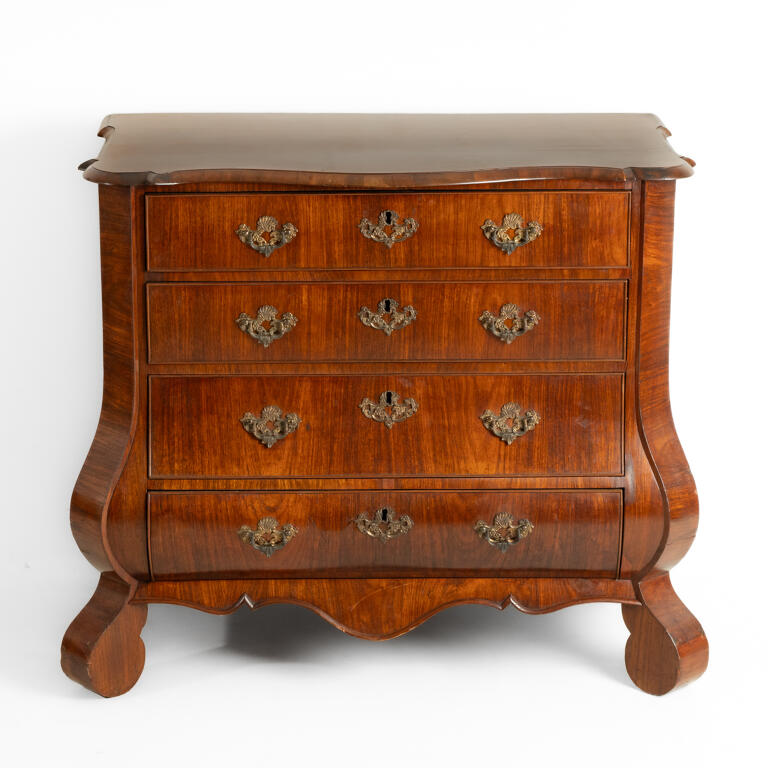 Dutch Bombe Fronted Padouk Wood Commode