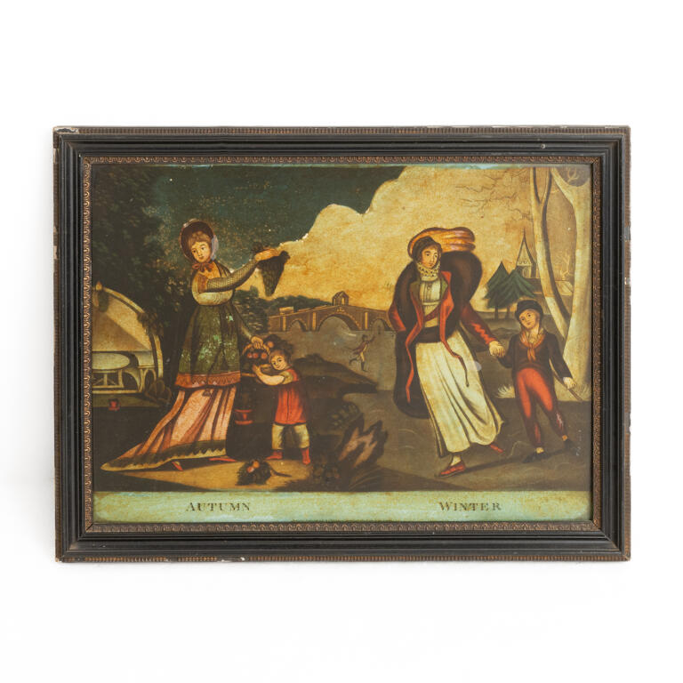 Pair of Early 19th Century Reverse Glass Engravings