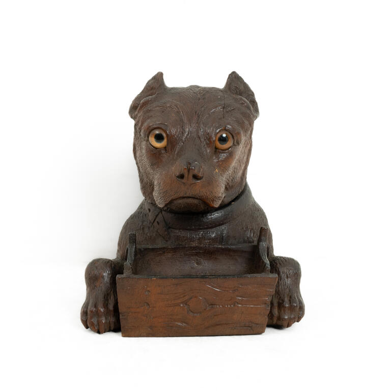 Black Forest Lindenwood Dog Inkwell