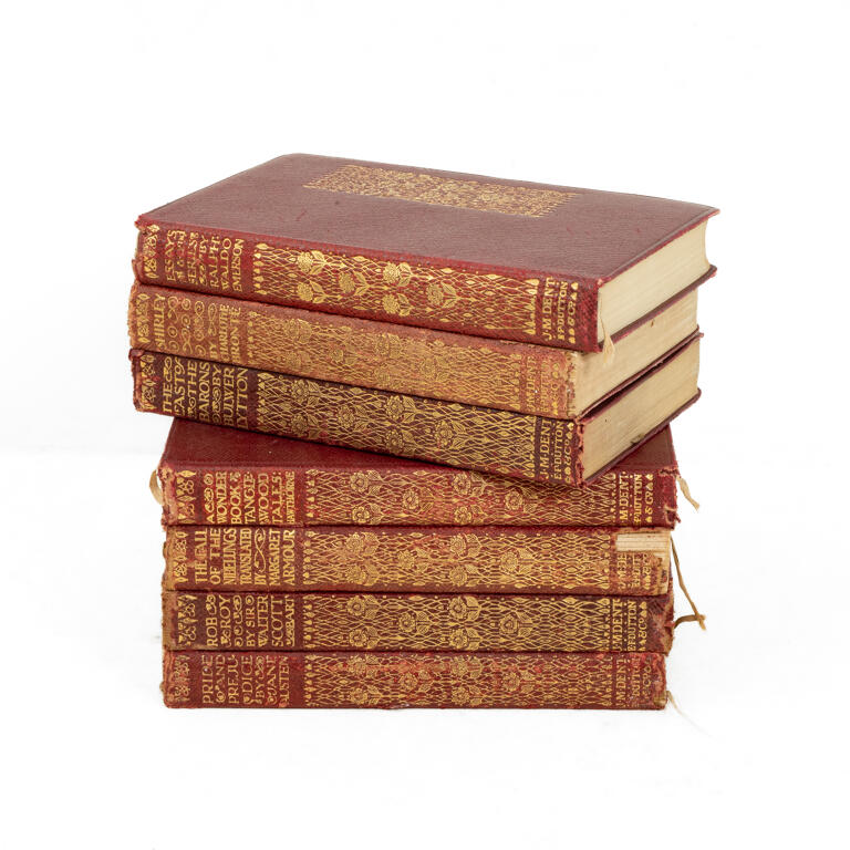 Set of Seven Gilt Tooled Leather Bound Books Published by J. M. Dent
