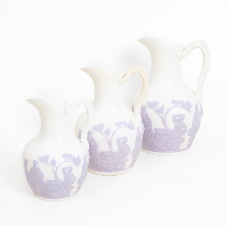 Graduated Set of Three Samuel Alcock and Sons Pottery Jugs