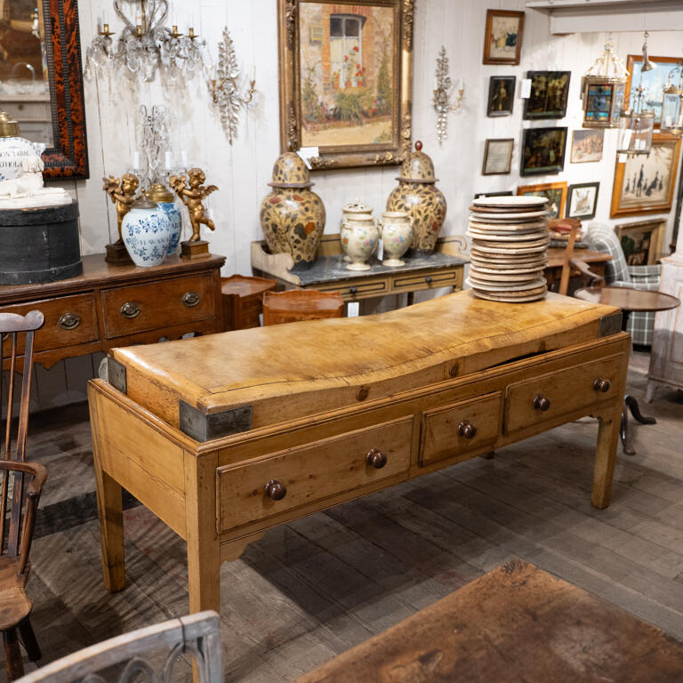 Large 19th Century Sycamore & Pine Butcher's Block