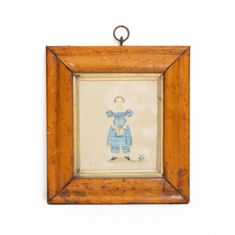 Naive School: Watercolour of a Girl: J. Preston